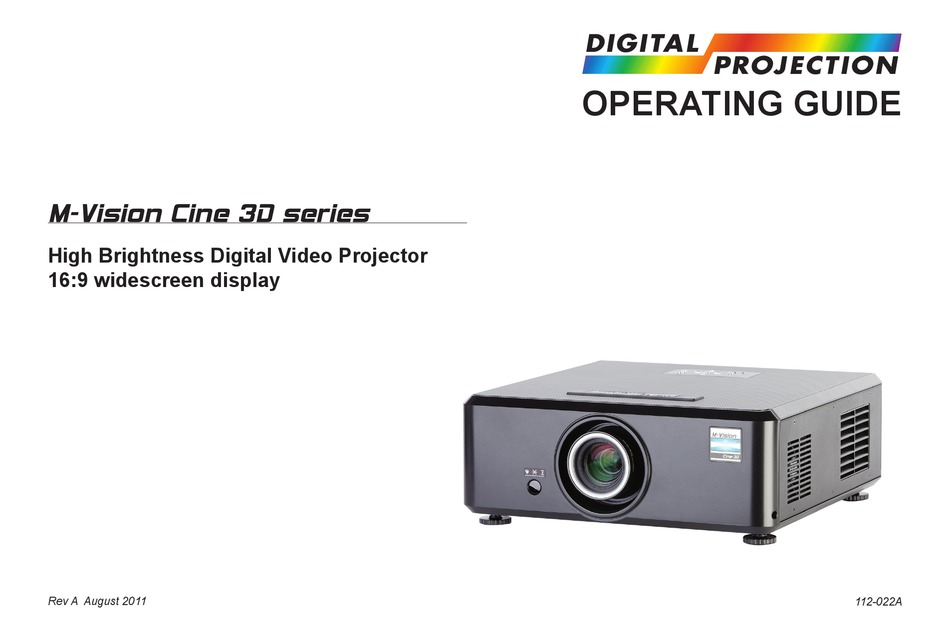 DIGITAL PROJECTION MVISION CINE 3D SERIES OPERATING MANUAL Pdf