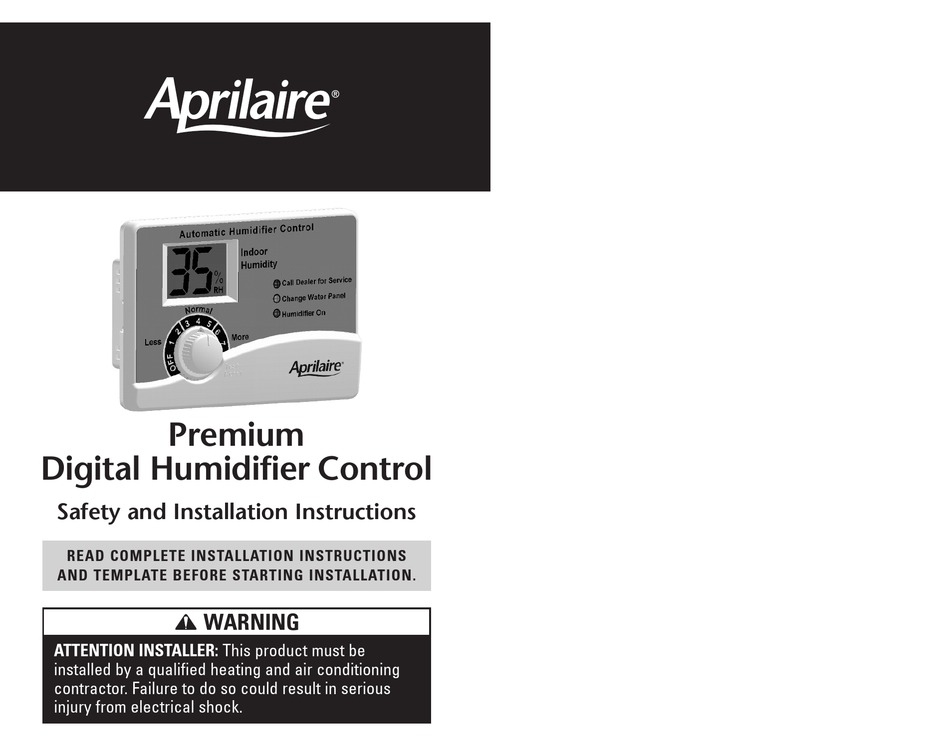 Manual Humidifier Control Safety and Installation - Aprilaire