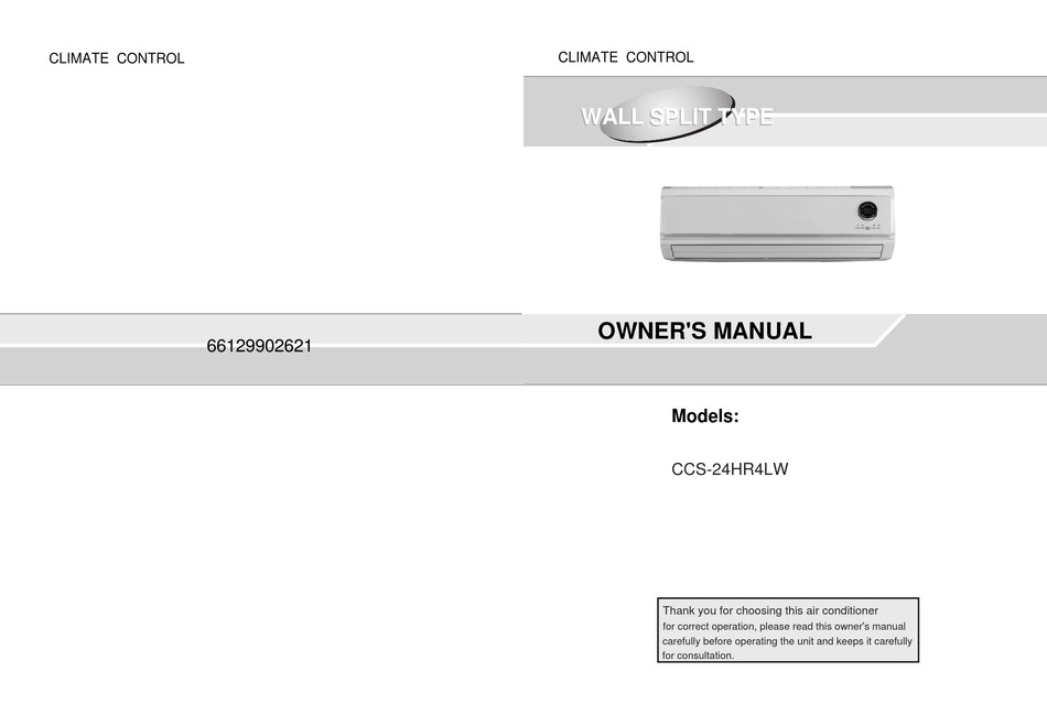 CLIMATE CONTROL CCS24HR4LW OWNER'S MANUAL Pdf Download ManualsLib