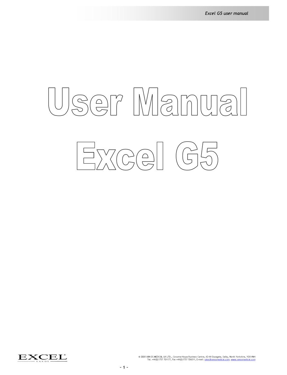 EXCEL G5 USER MANUAL Pdf Download ManualsLib