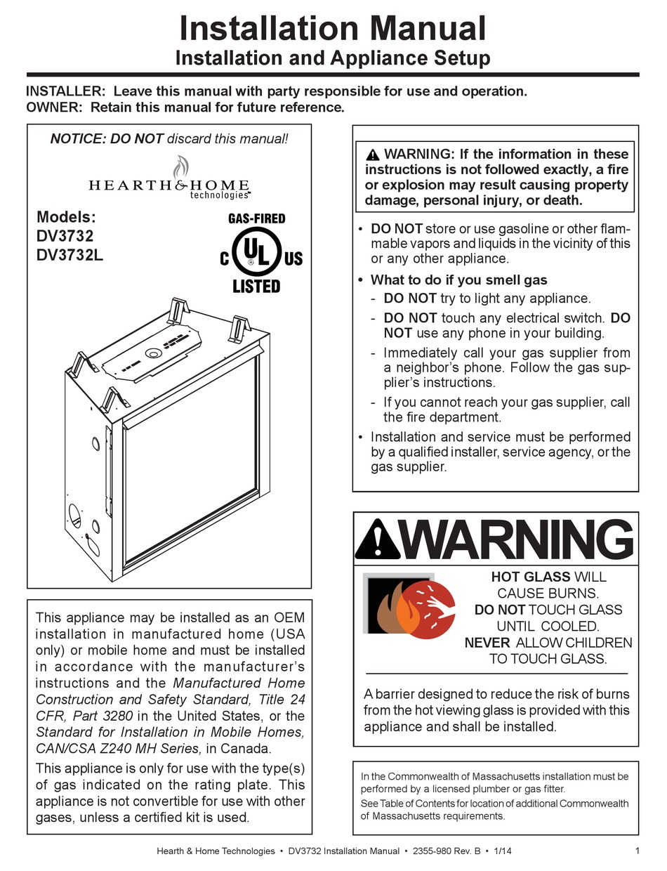 Hearth And Home Technologies Fireplace Manual