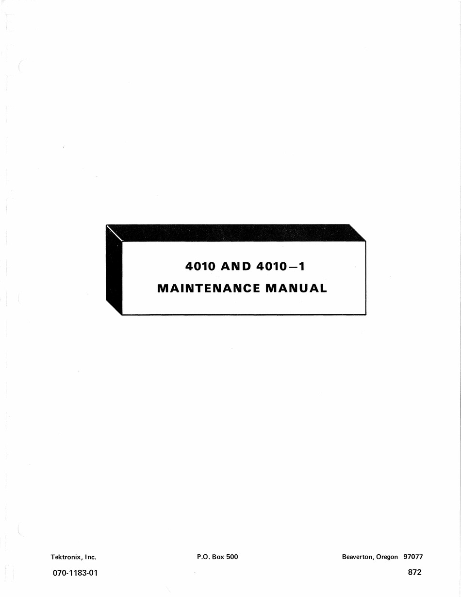 TEKTRONIX 4010 MAINTENANCE MANUAL Pdf Download ManualsLib