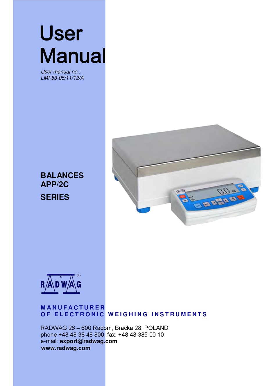 RADWAG BALANCES APP/2C SERIES USER MANUAL Pdf Download | ManualsLib