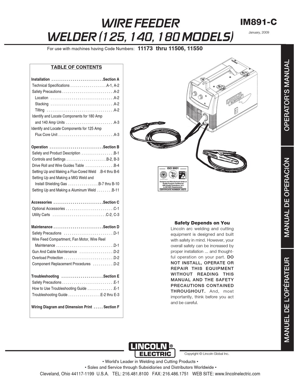 LINCOLN ELECTRIC 125 OPERATOR'S MANUAL Pdf Download | ManualsLib