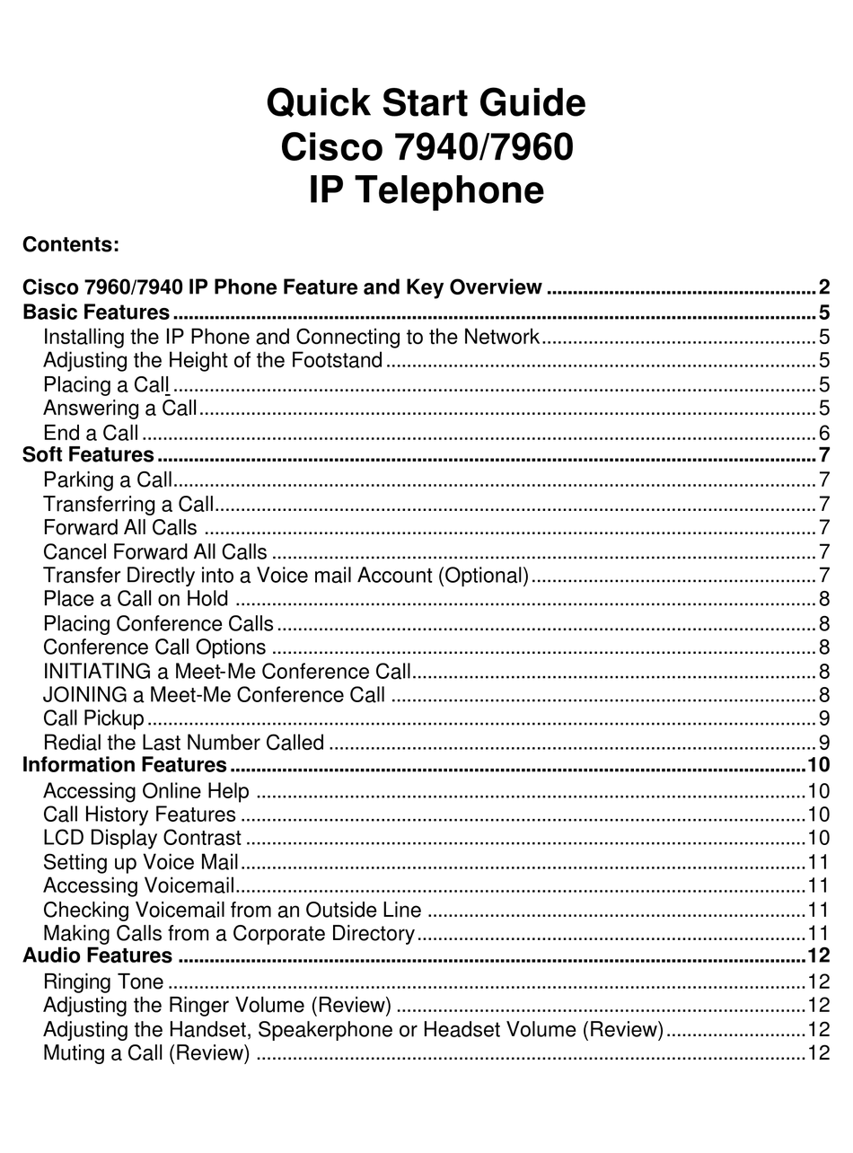 CISCO 7940 QUICK START MANUAL Pdf Download | ManualsLib