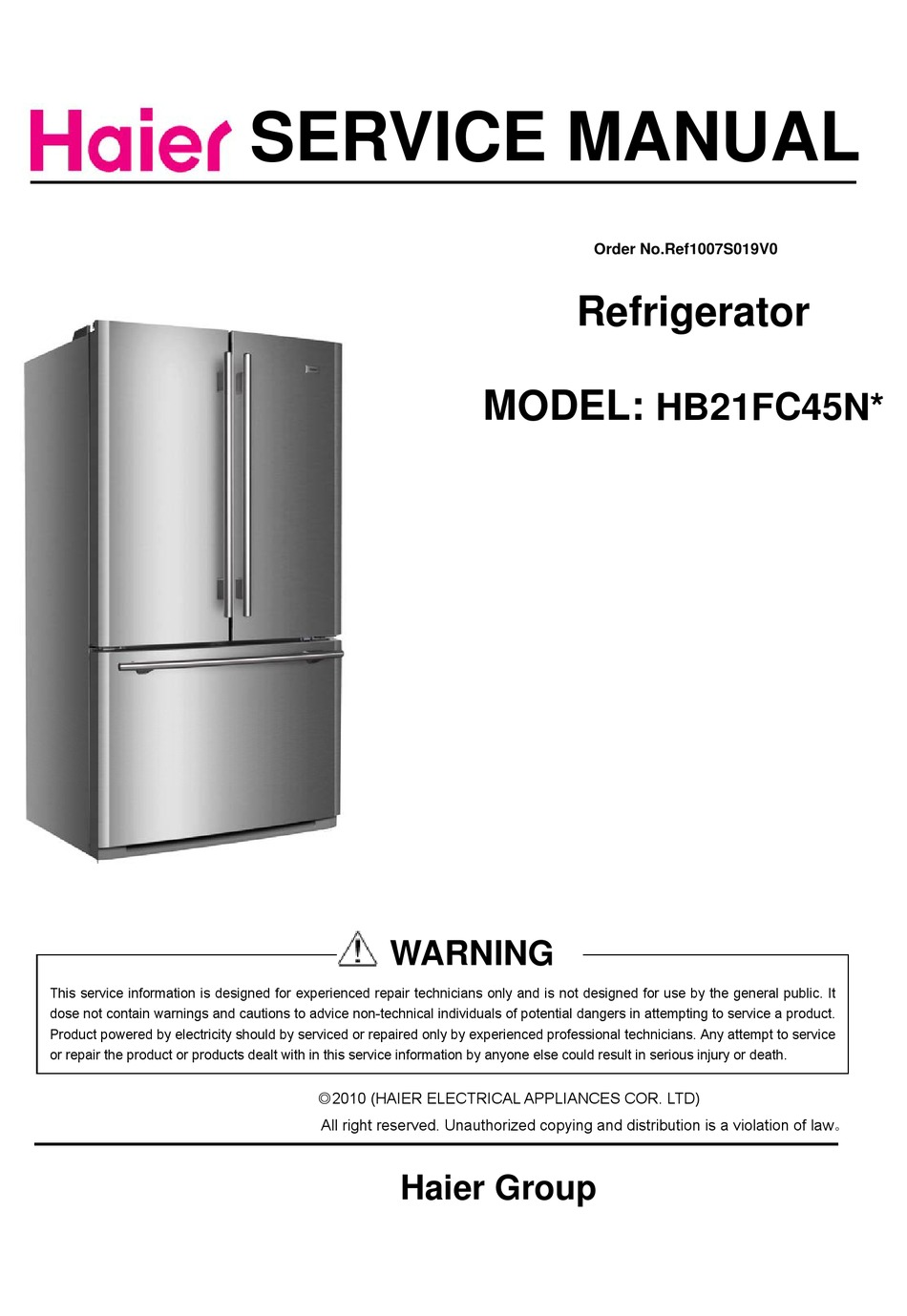 Haier Hb21fc45n Series Service Manual Pdf Download Manualslib