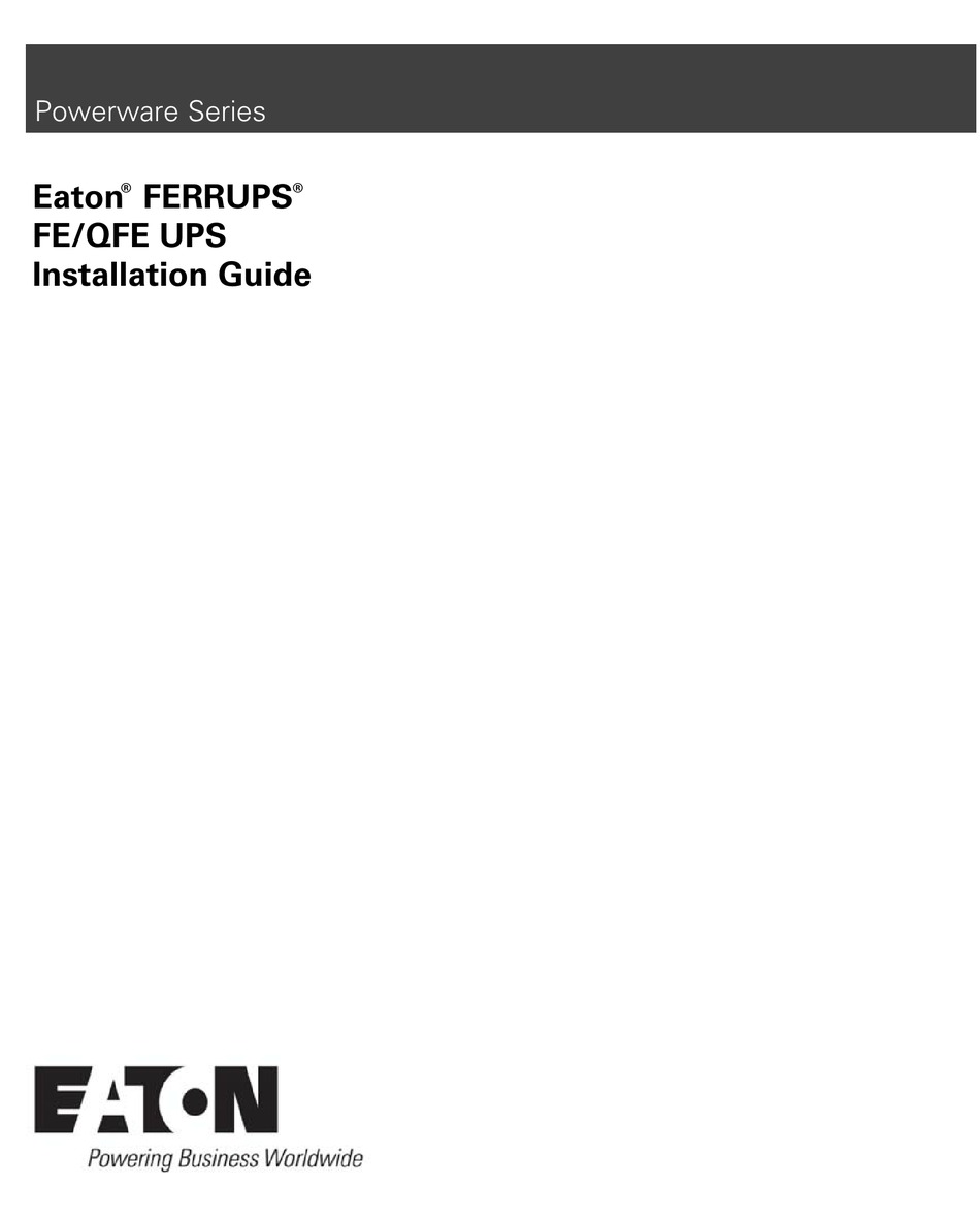 Eaton Ferrups Fe Installation Manual Pdf Download Manualslib