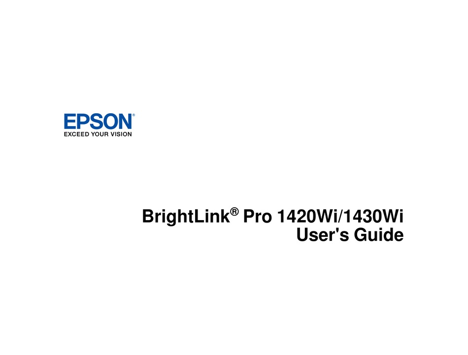 EPSON BRIGHTLINK PRO 1420WI USER MANUAL 