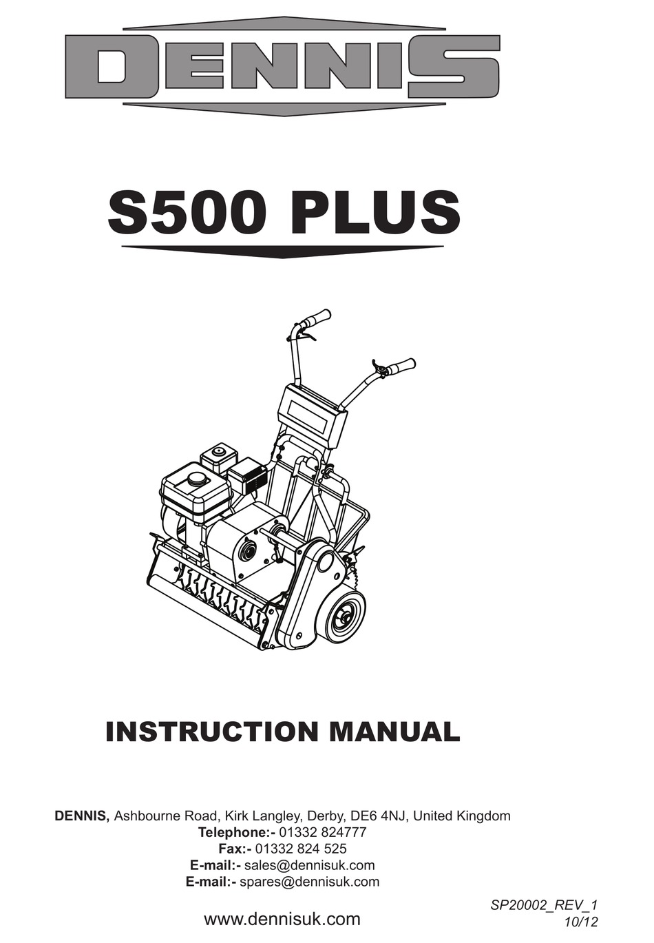 DENNIS S500 PLUS INSTRUCTION MANUAL Pdf Download ManualsLib