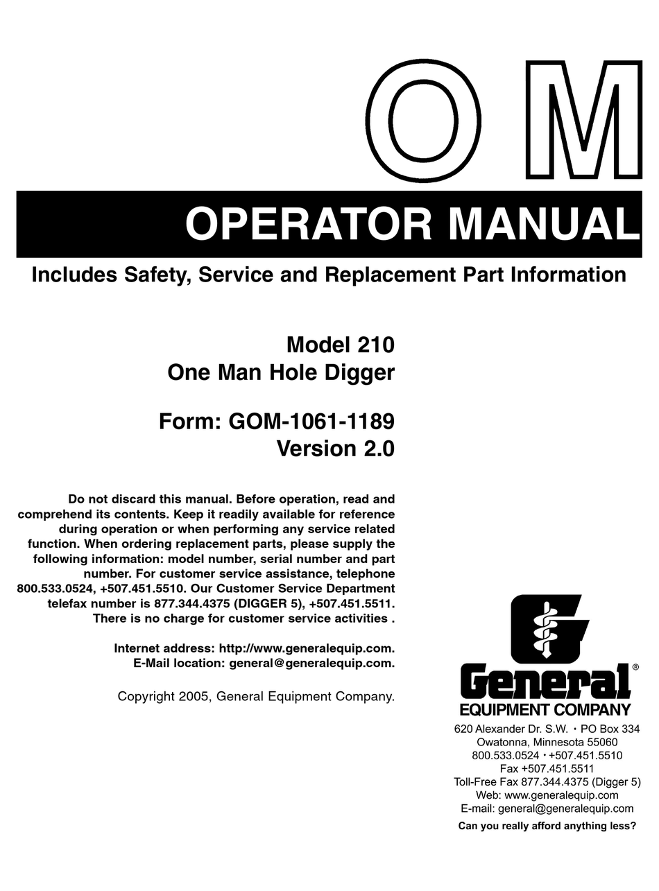 GENERAL 210 OPERATOR'S MANUAL Pdf Download ManualsLib