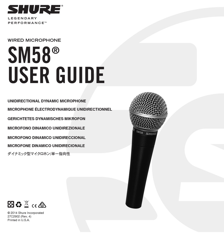 SHURE SM58 USER MANUAL Pdf Download | ManualsLib