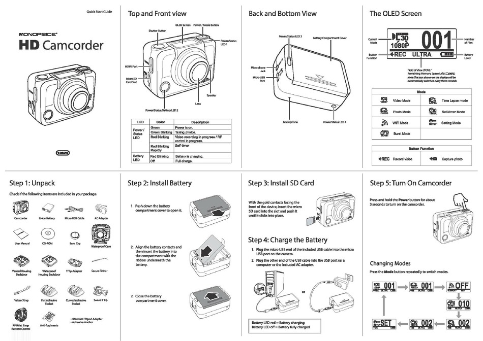 MONOPRICE HD CAMCORDER QUICK START MANUAL Pdf Download ManualsLib
