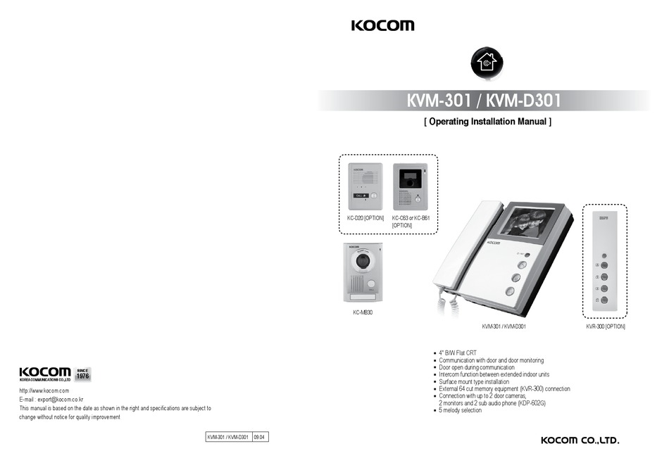 Kocom 624 схема подключения