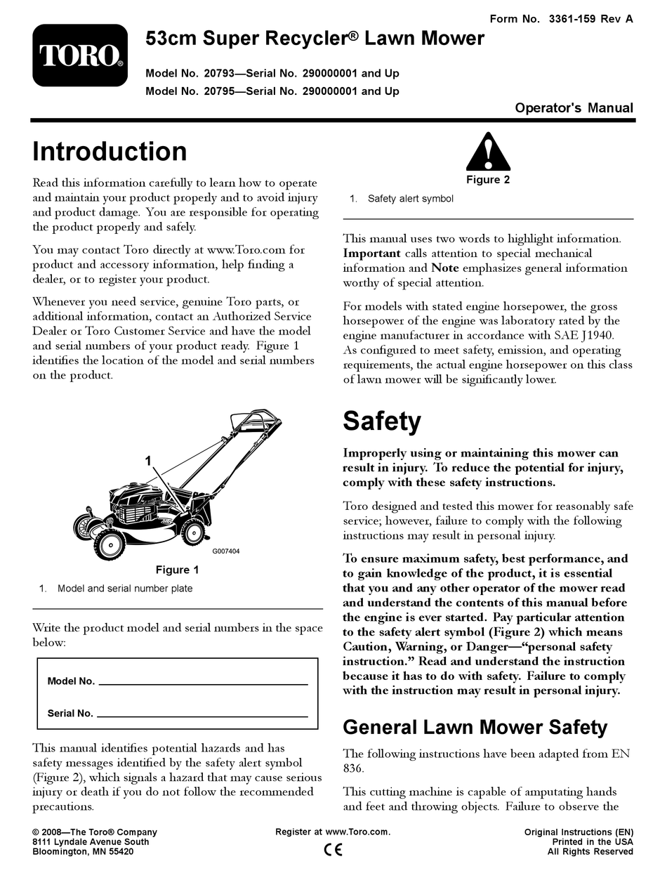 TORO 20793 SUPER RECYCLER OPERATOR'S MANUAL Pdf Download | ManualsLib