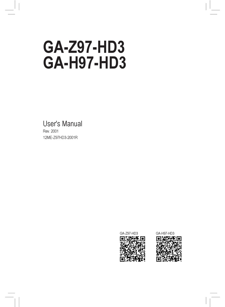 Gigabyte Ga Z97 Hd3 User Manual Pdf Download Manualslib