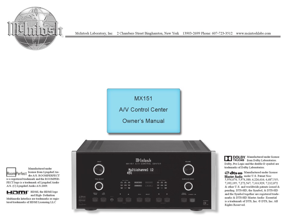 MCINTOSH MX151 OWNER'S MANUAL Pdf Download ManualsLib