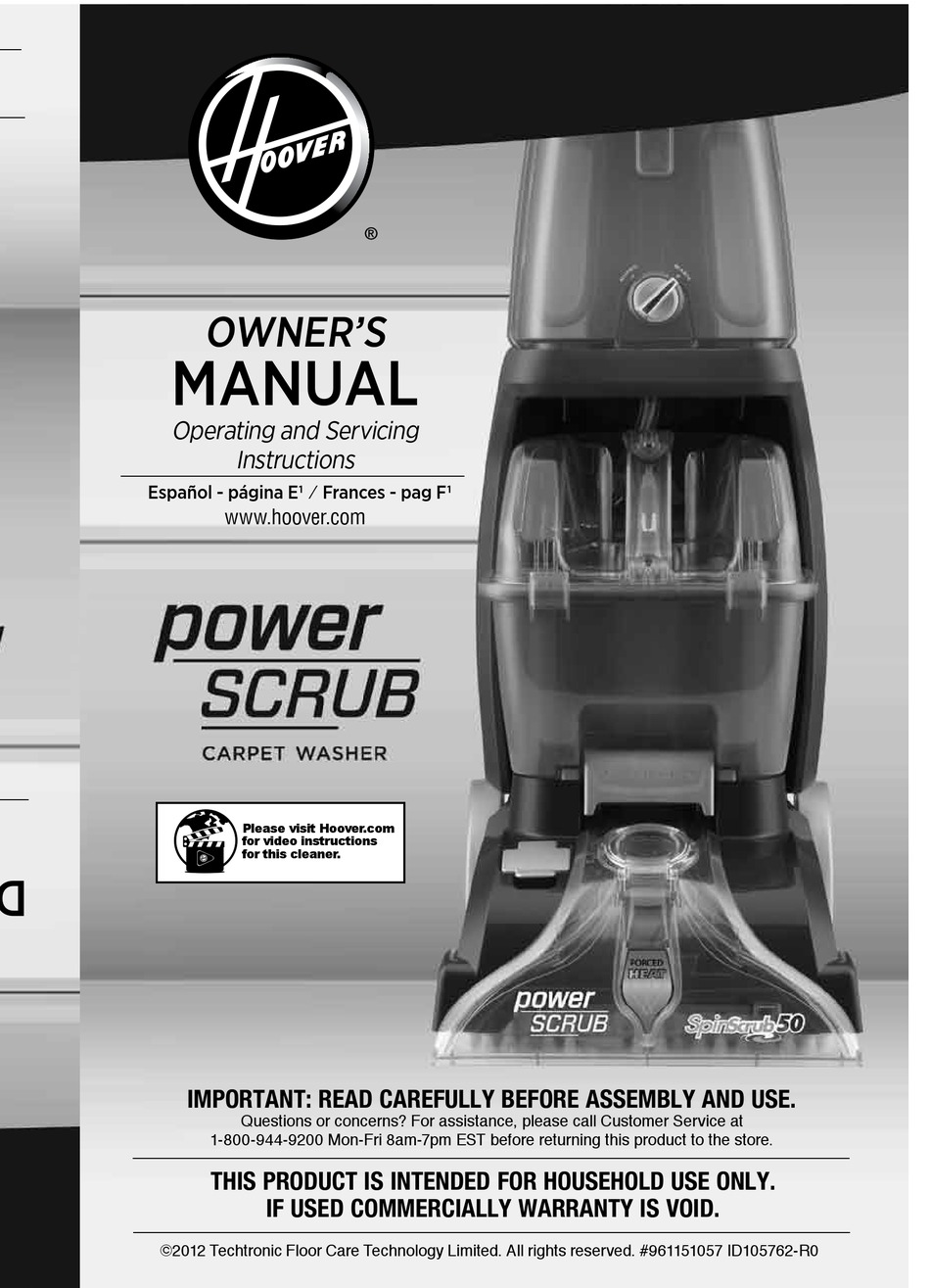 HOOVER POWER SCRUB OWNER'S MANUAL Pdf Download | ManualsLib