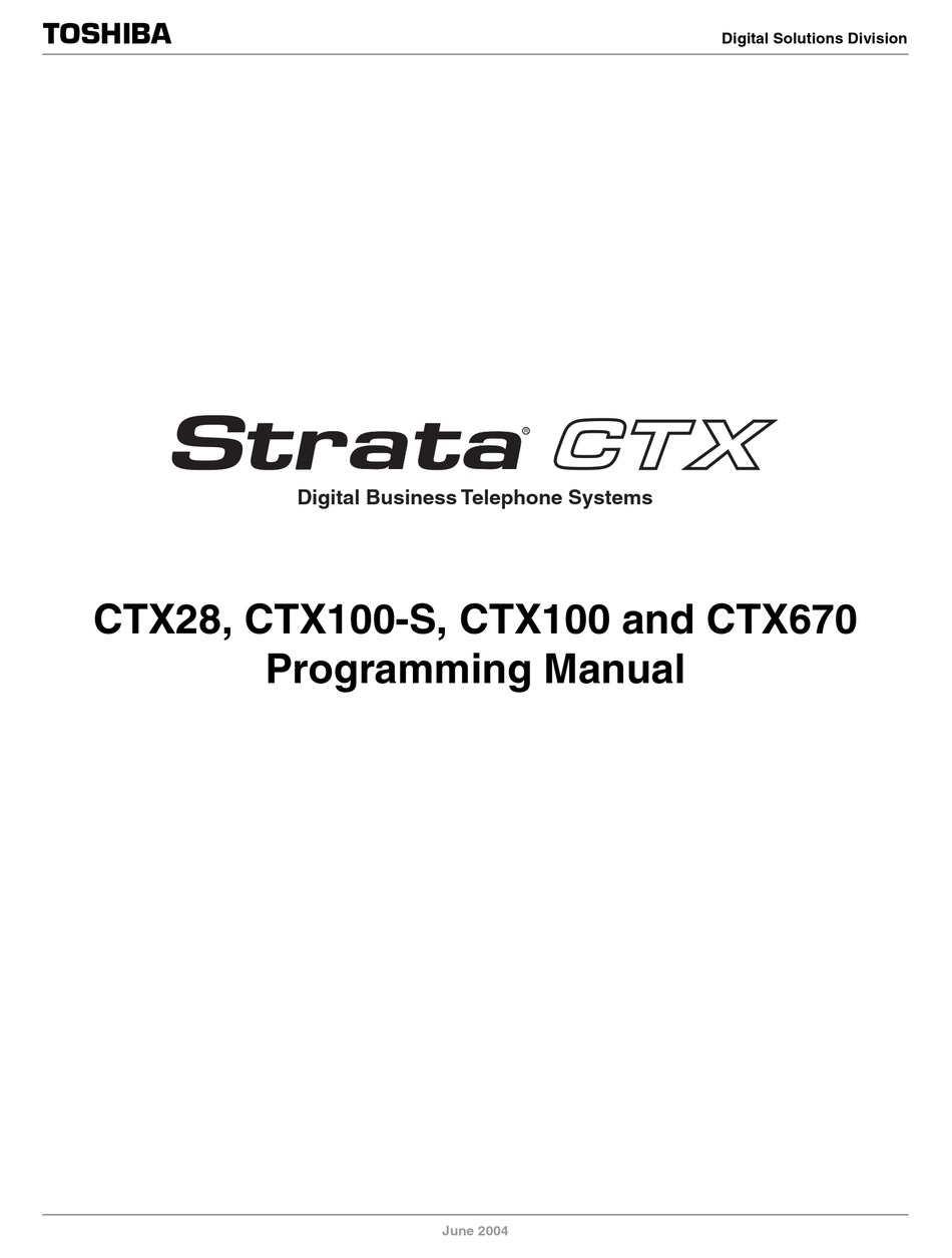 Toshiba Strata Ctx28 Programming Manual Pdf Download Manualslib