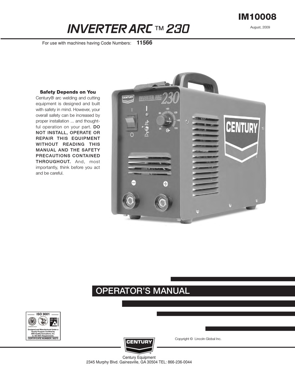 CENTURY INVERTER ARC230 OPERATOR'S MANUAL Pdf Download | ManualsLib