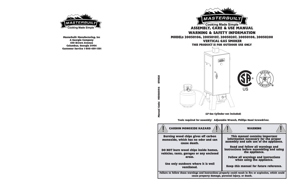 Masterbuilt 20050106 Parts