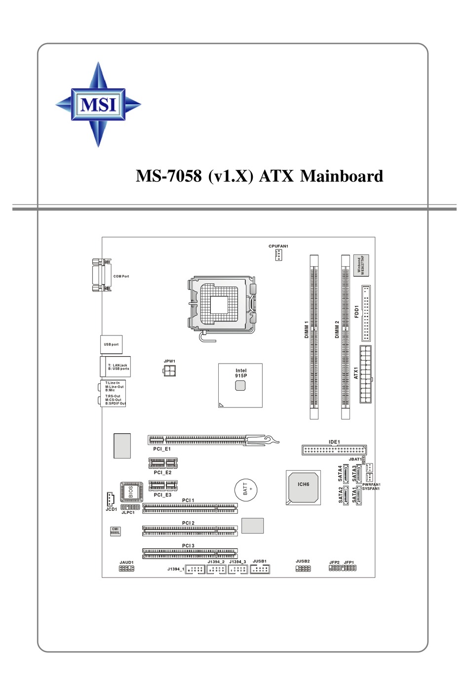 MSI MS-7058 USER MANUAL Pdf Download | ManualsLib