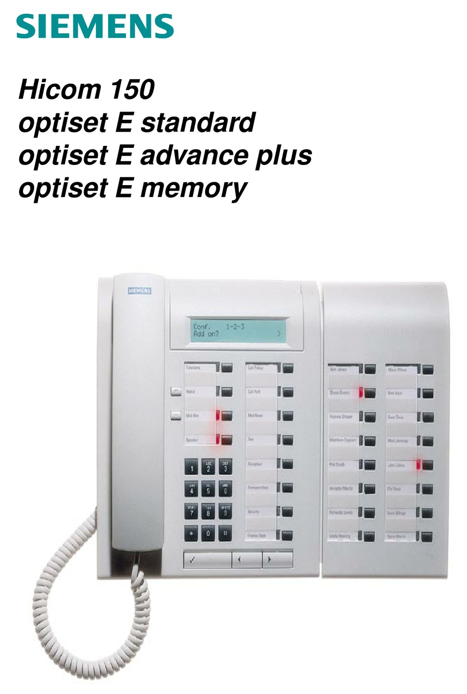 SIEMENS HICOM 150 OPTISET E STANDARD USER MANUAL Pdf Download | ManualsLib