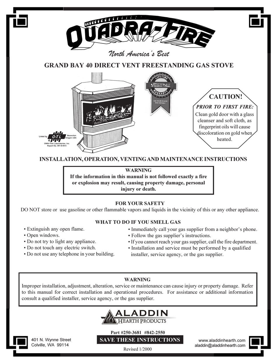Troubleshooting - Quadra-Fire Grand Bay 40 Installation, Operation, Venting  And Maintenance Instructions [Page 38] | ManualsLib