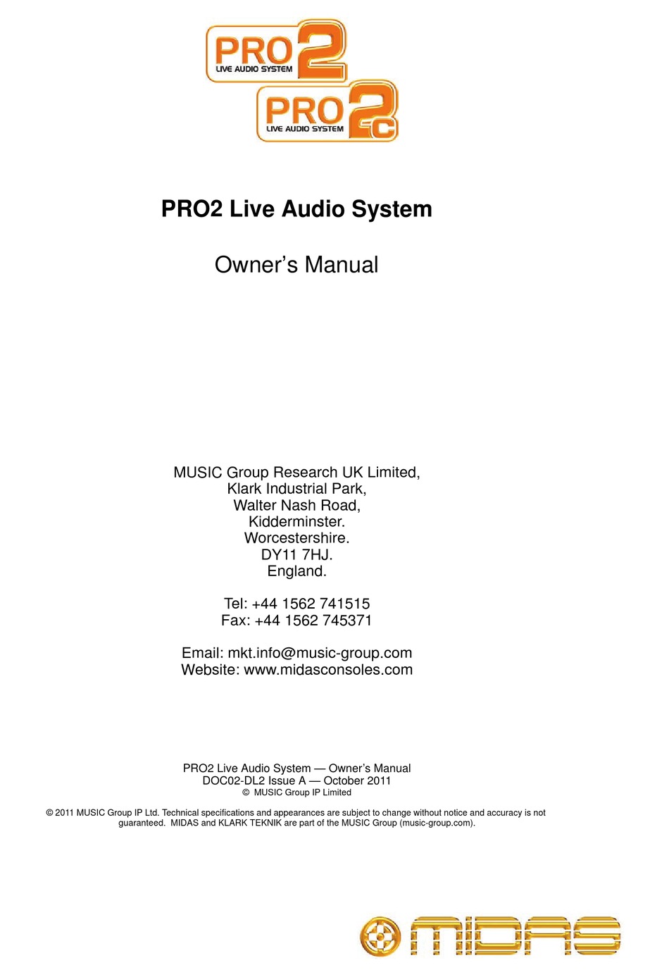 Midas Pro2 Owner S Manual Pdf Download Manualslib