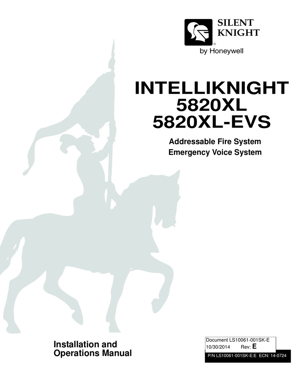 SILENT KNIGHT INTELLIKNIGHT 5820XL INSTALLATION AND OPERATION
