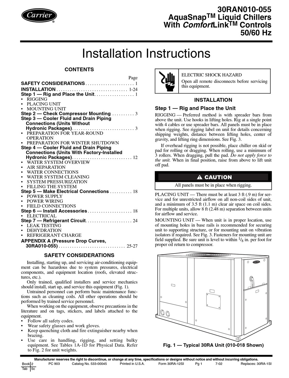 carrier aquasnap manual