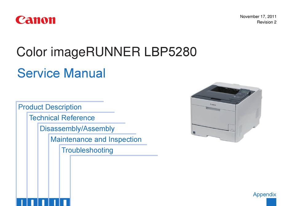 Canon Color Imagerunner Lbp5280 Service Manual Pdf Download Manualslib