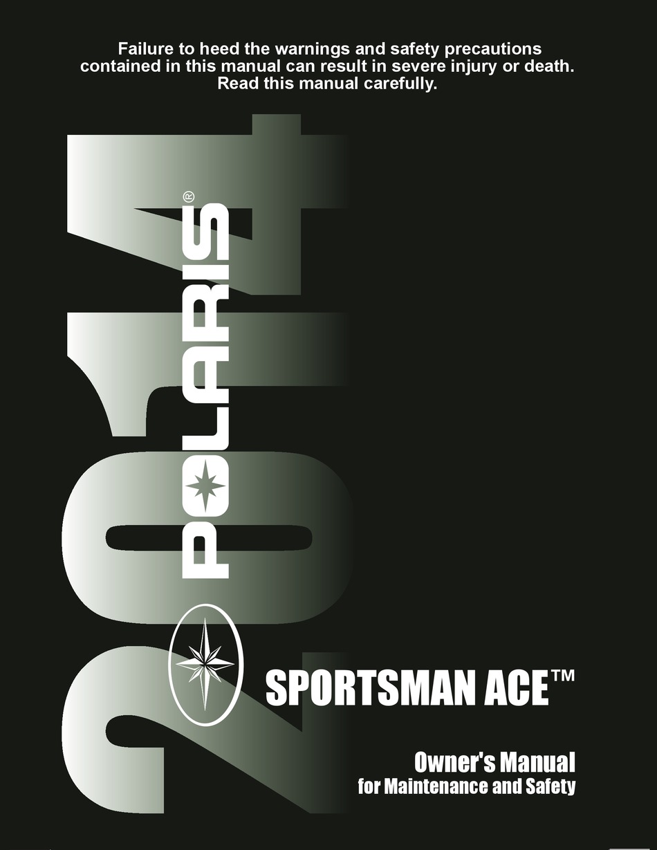 Polaris Sportsman Ace 2014 Owner S Manual Pdf Download Manualslib