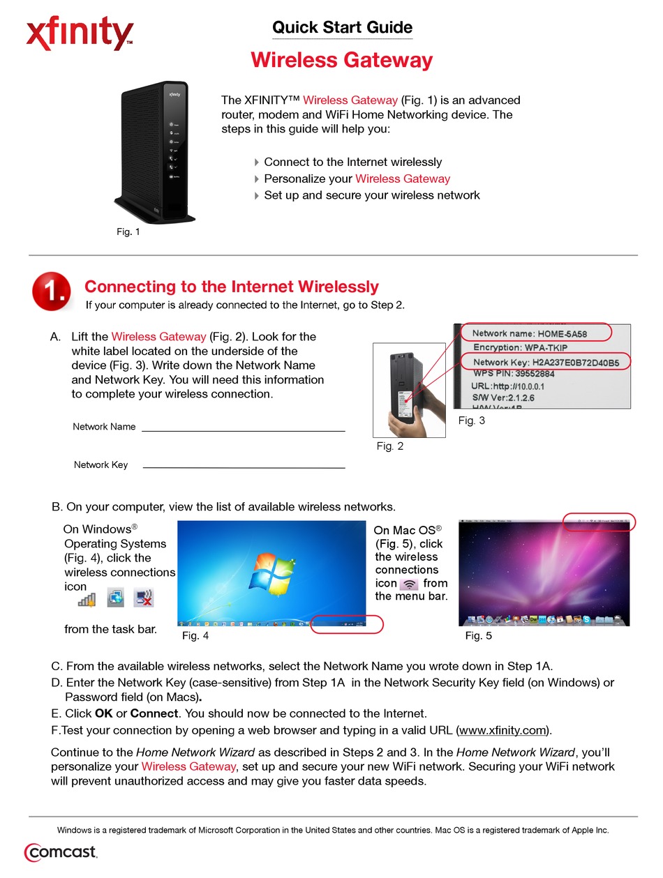 COMCAST WIRELESS GATEWAY QUICK START MANUAL Pdf Download | ManualsLib