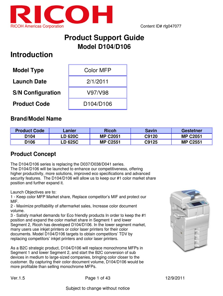 Ricoh MP C2051 MP C2551  Service Manual PDF Format 