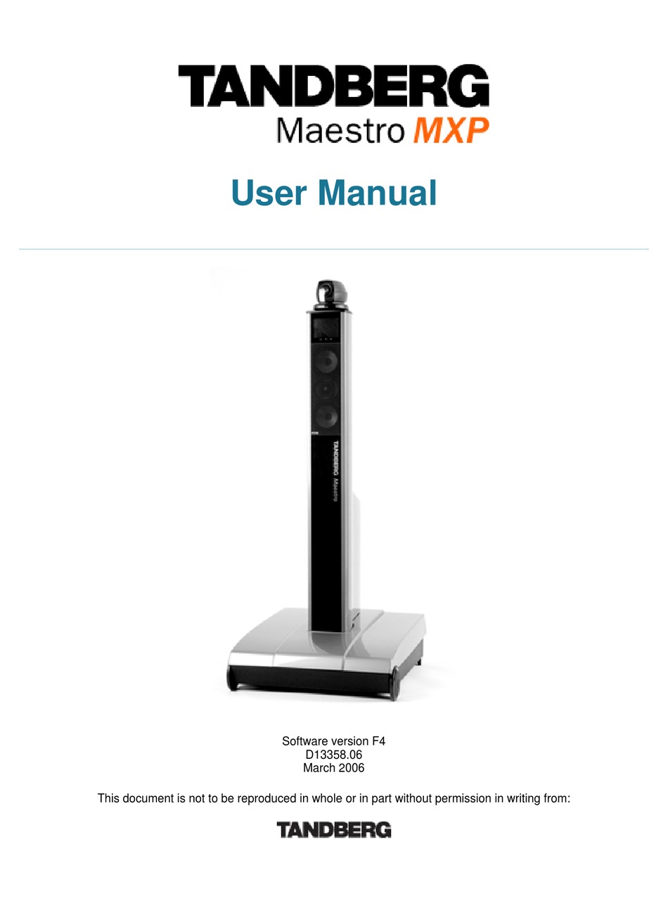 TANDBERG MAESTRO MXP USER MANUAL Pdf Download | ManualsLib
