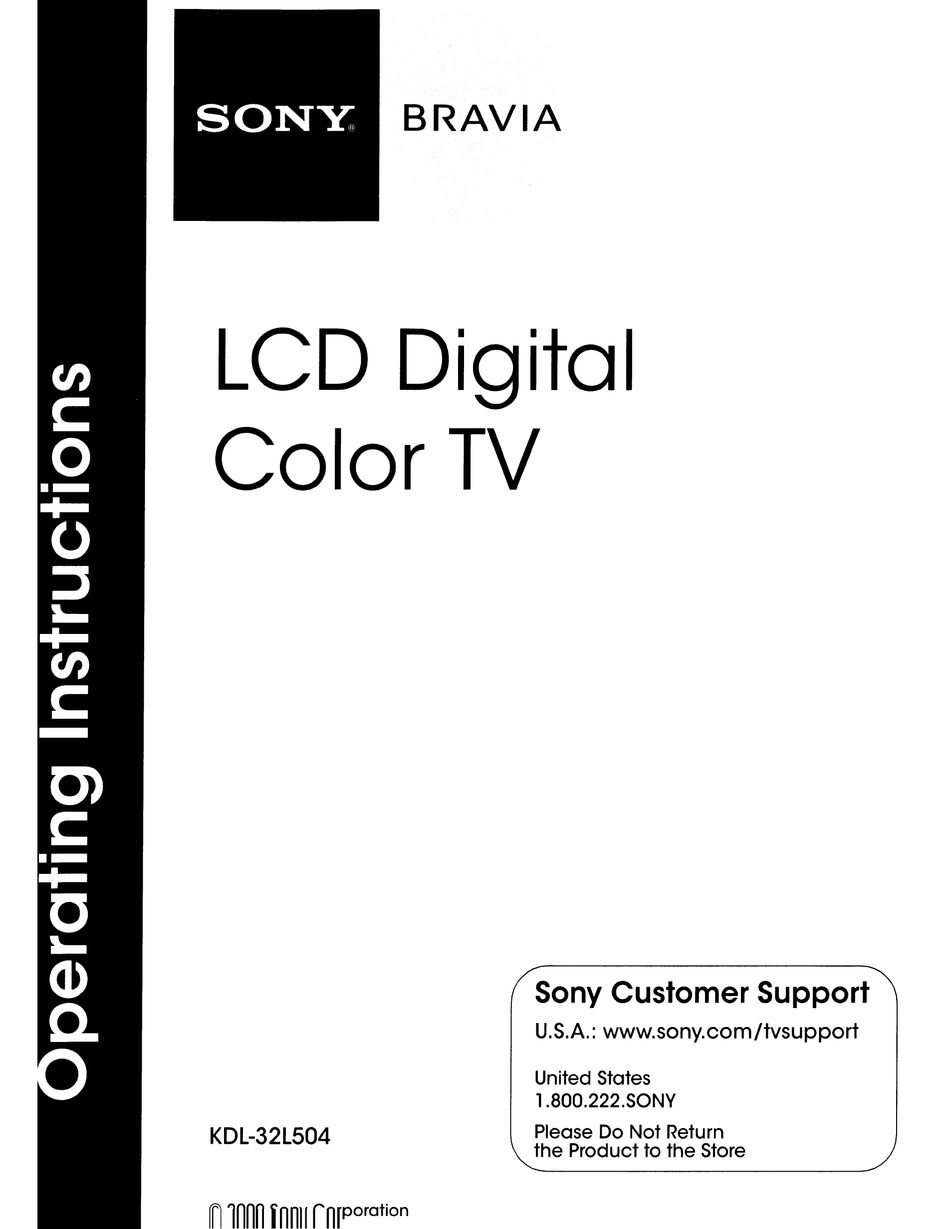 SONY BRAVIA KDL-32L504 OPERATING INSTRUCTIONS MANUAL Pdf Download ...