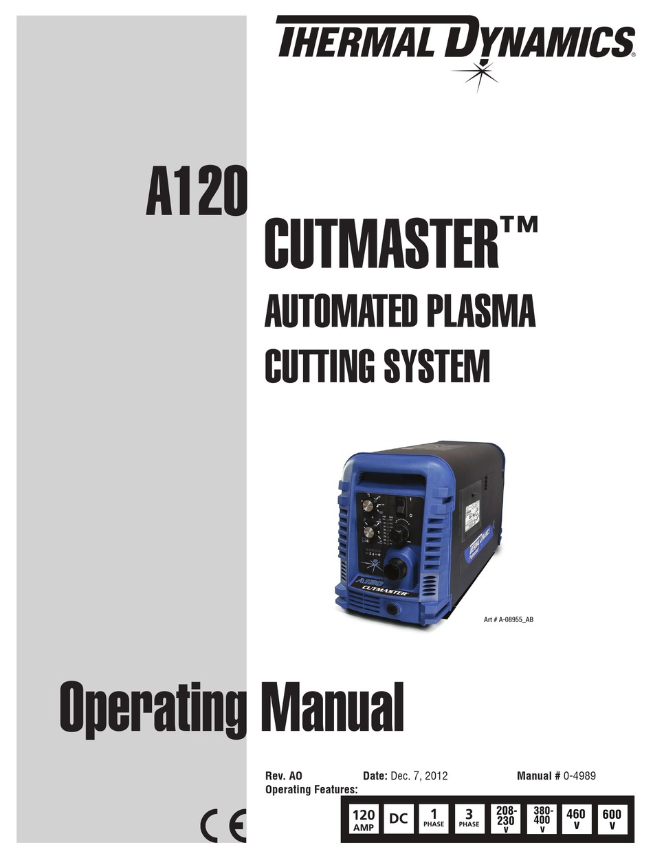 THERMAL DYNAMICS CUTMASTER A120 OPERATING MANUAL Pdf Download | ManualsLib