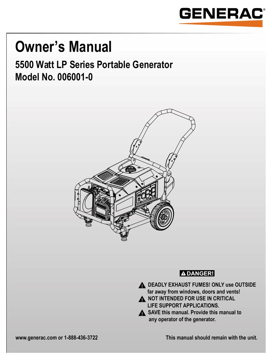 GENERAC POWER SYSTEMS 0060010 OWNER