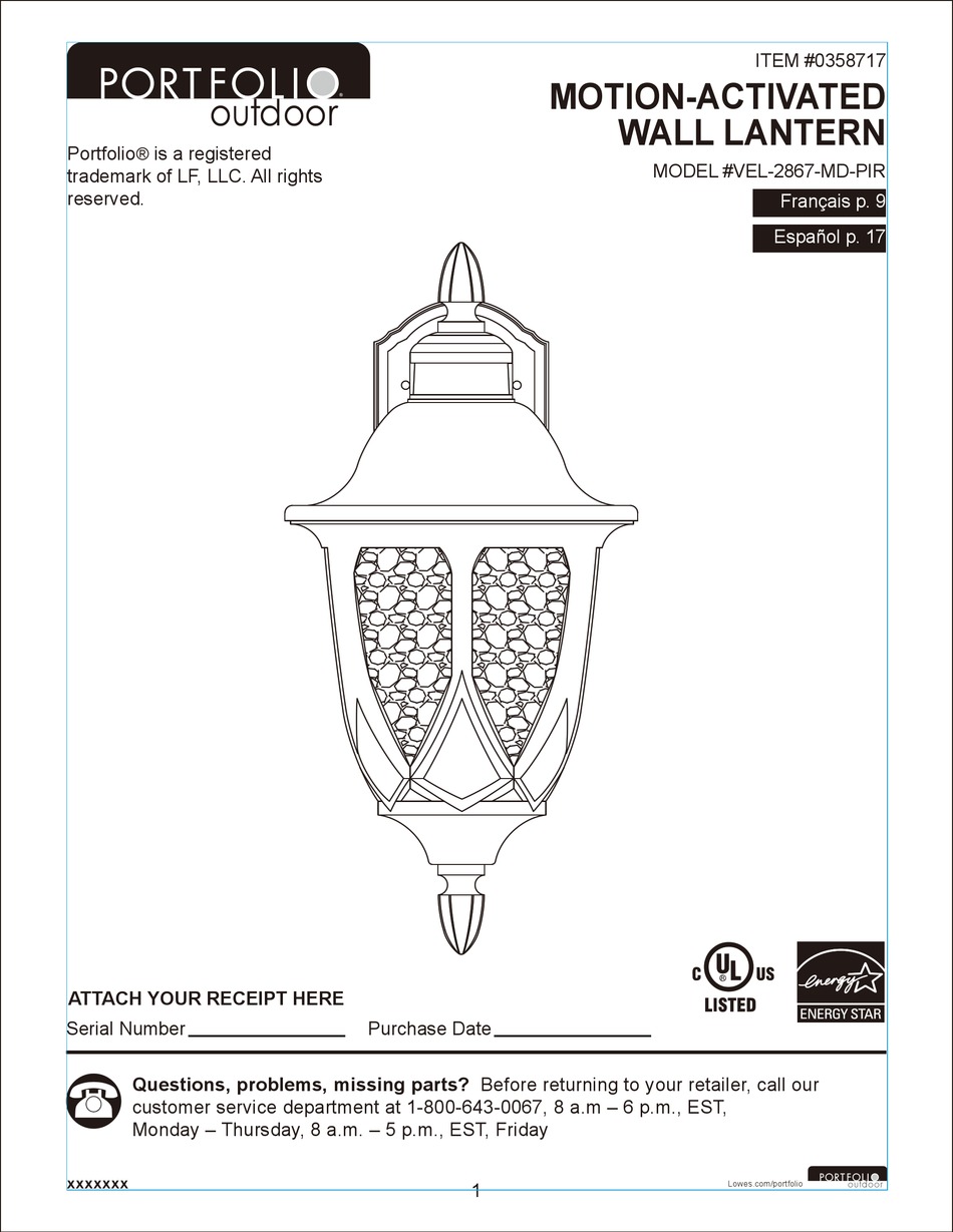 portfolio motion activated wall lantern troubleshooting