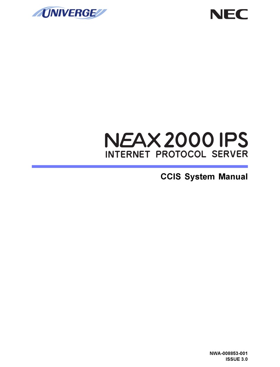 Nec Neax 2000 Ips System Manual Pdf Download Manualslib
