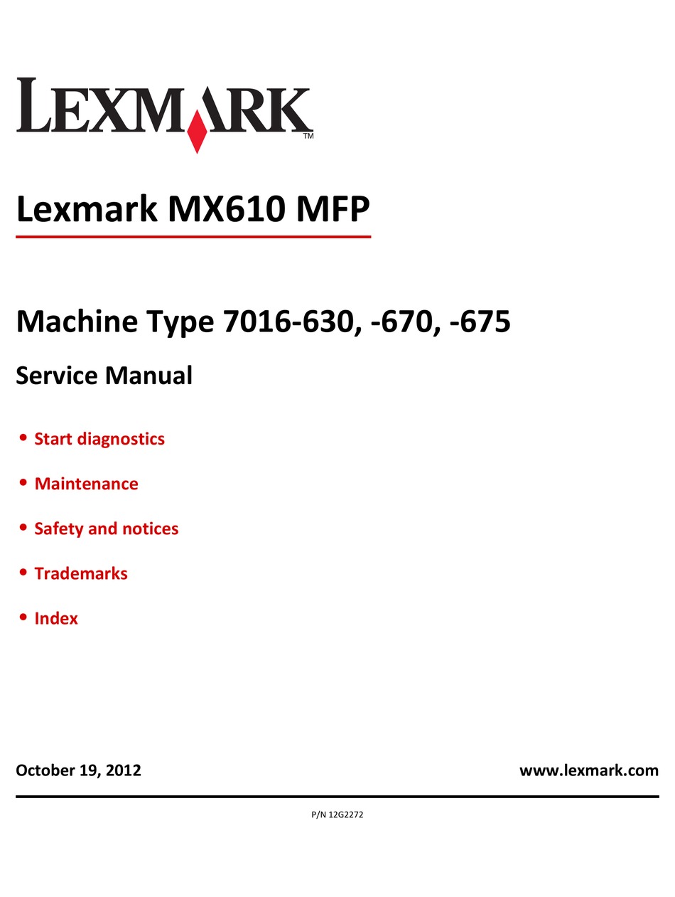 Lexmark Mx610 Service Manual Pdf Download Manualslib