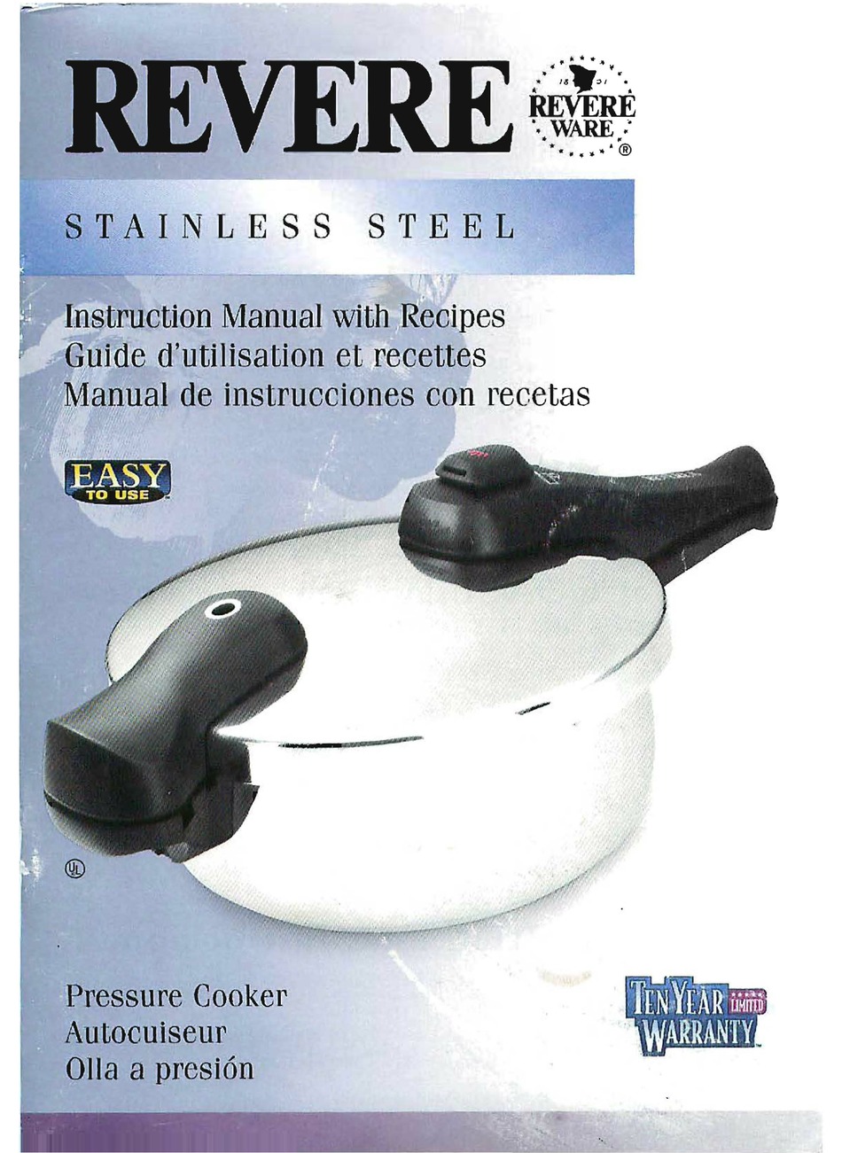 REVERE PRESSURE COOKER INSTRUCTION MANUAL Pdf Download ManualsLib