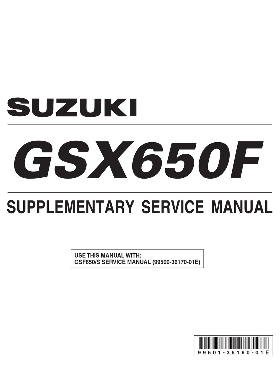 SUZUKI GSX650F SUPPLEMENTARY SERVICE MANUAL Pdf Download ManualsLib