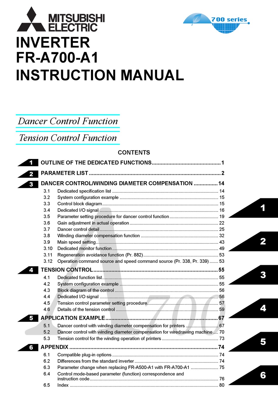 MITSUBISHI ELECTRIC FR-A700-A1 INSTRUCTION MANUAL Pdf Download | ManualsLib