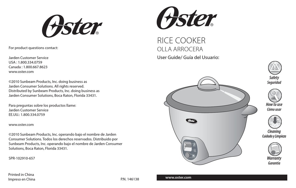 OSTER RICE COOKER USER MANUAL Pdf Download | ManualsLib