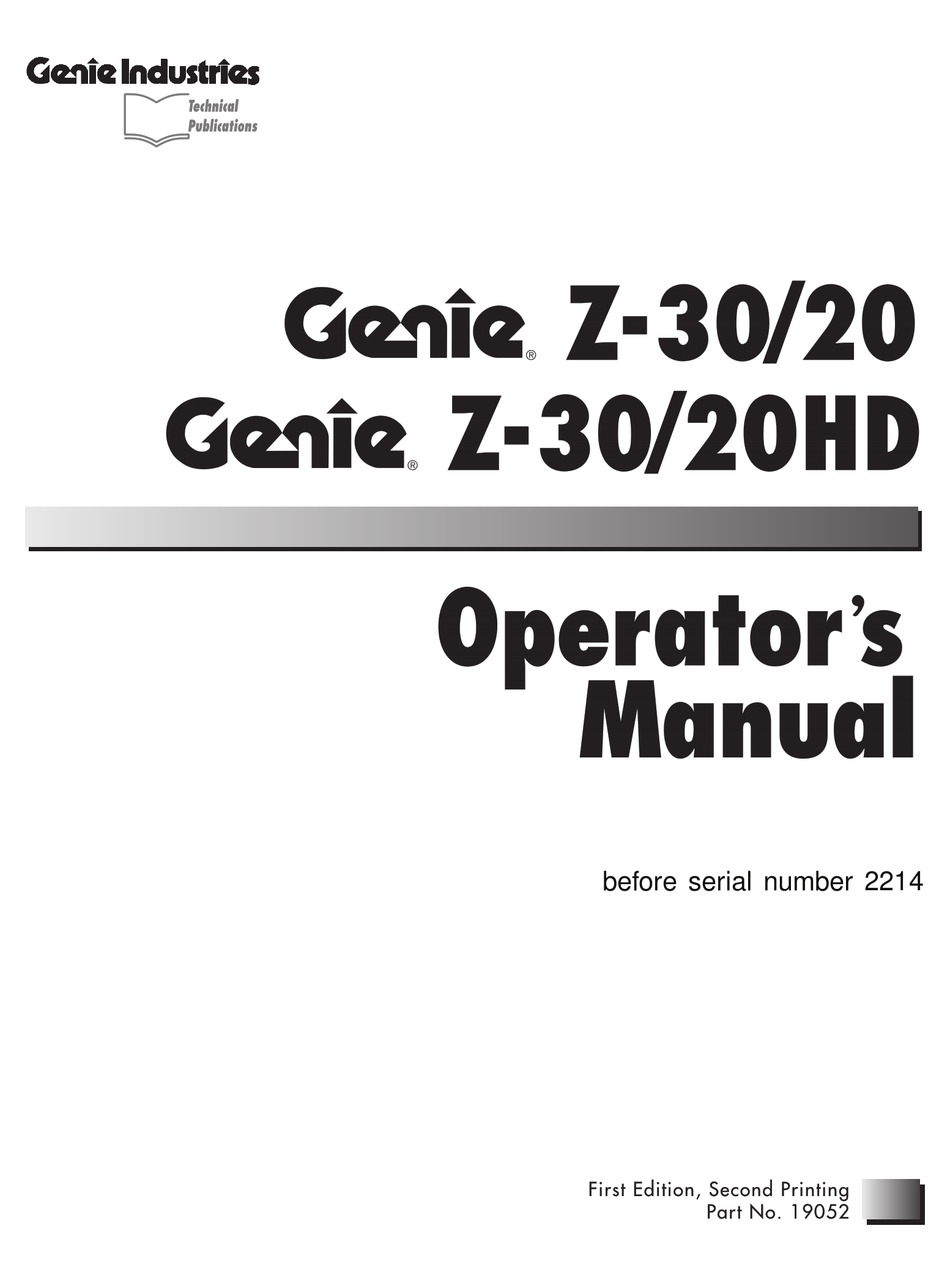 Genie Z 30 Operator S Manual Pdf Download Manualslib
