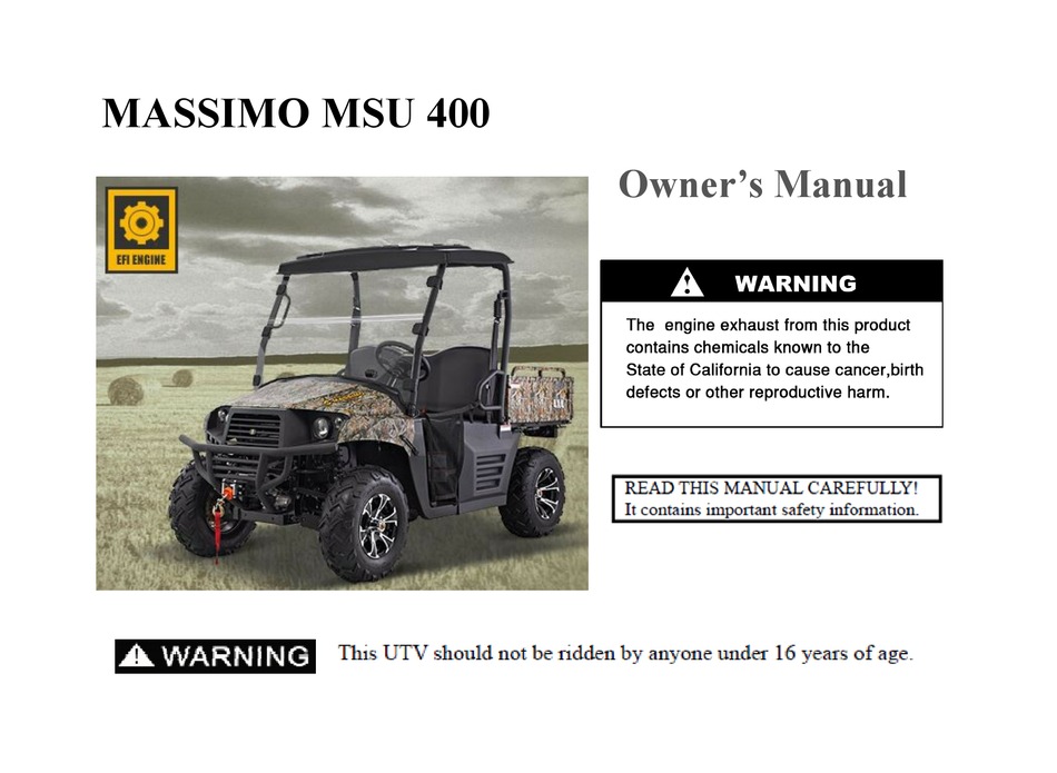 MASSIMO MSU 400 OWNER'S MANUAL Pdf Download ManualsLib