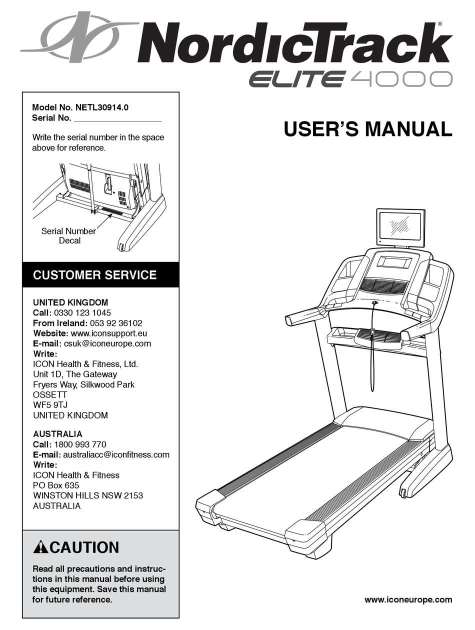 NORDICTRACK ELITE 4000 USER MANUAL Pdf Download | ManualsLib