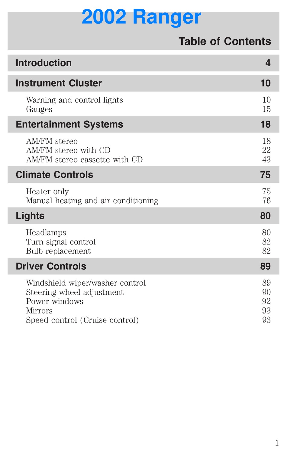 FORD 2002 RANGER USER MANUAL Pdf Download ManualsLib