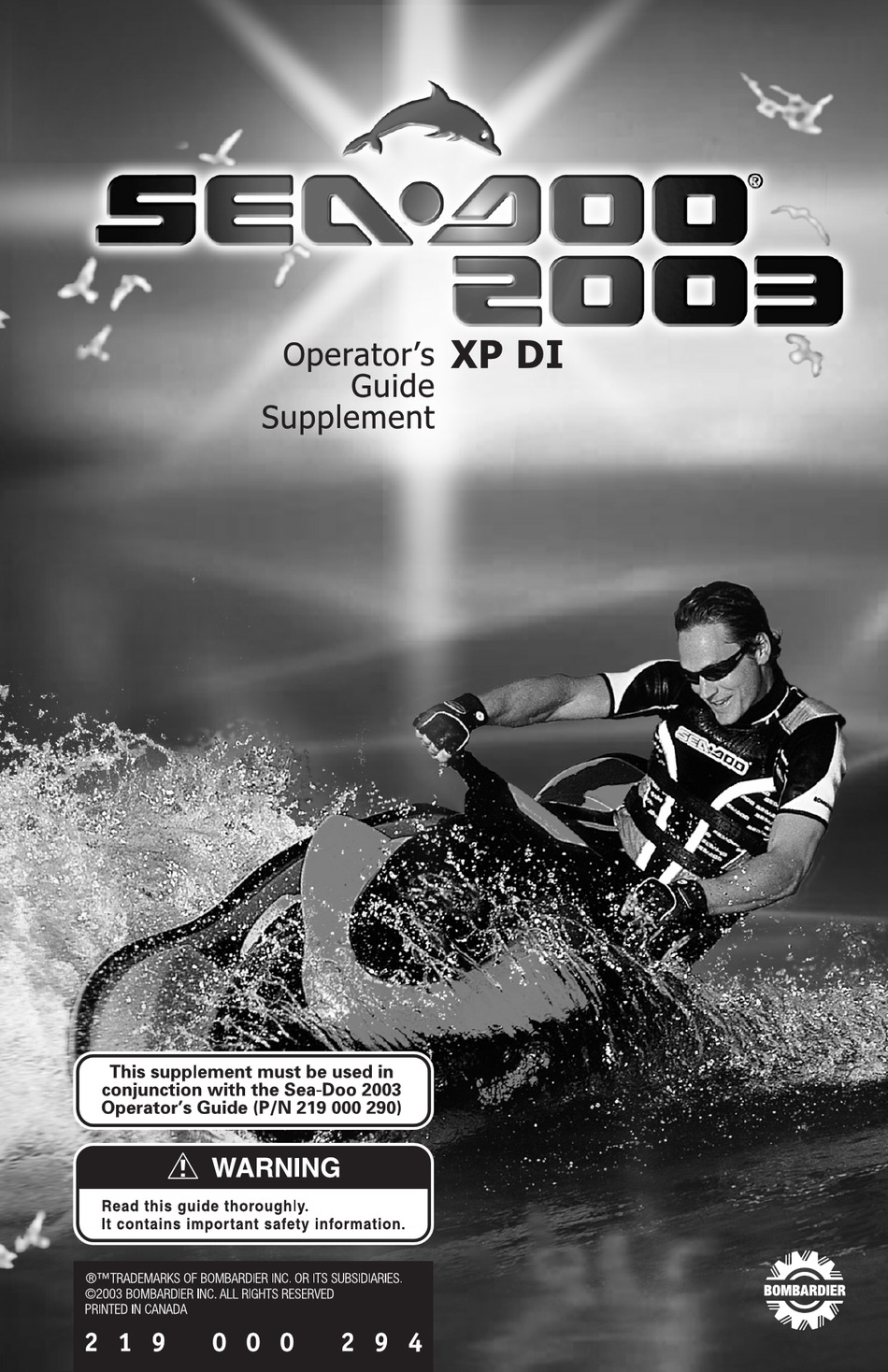 SEADOO XP DI 2003 OPERATOR'S MANUAL Pdf Download ManualsLib